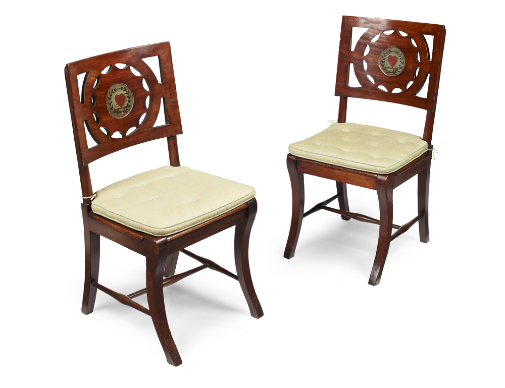SET OF SIX REGENCY MAHOGANY HALL CHAIRS