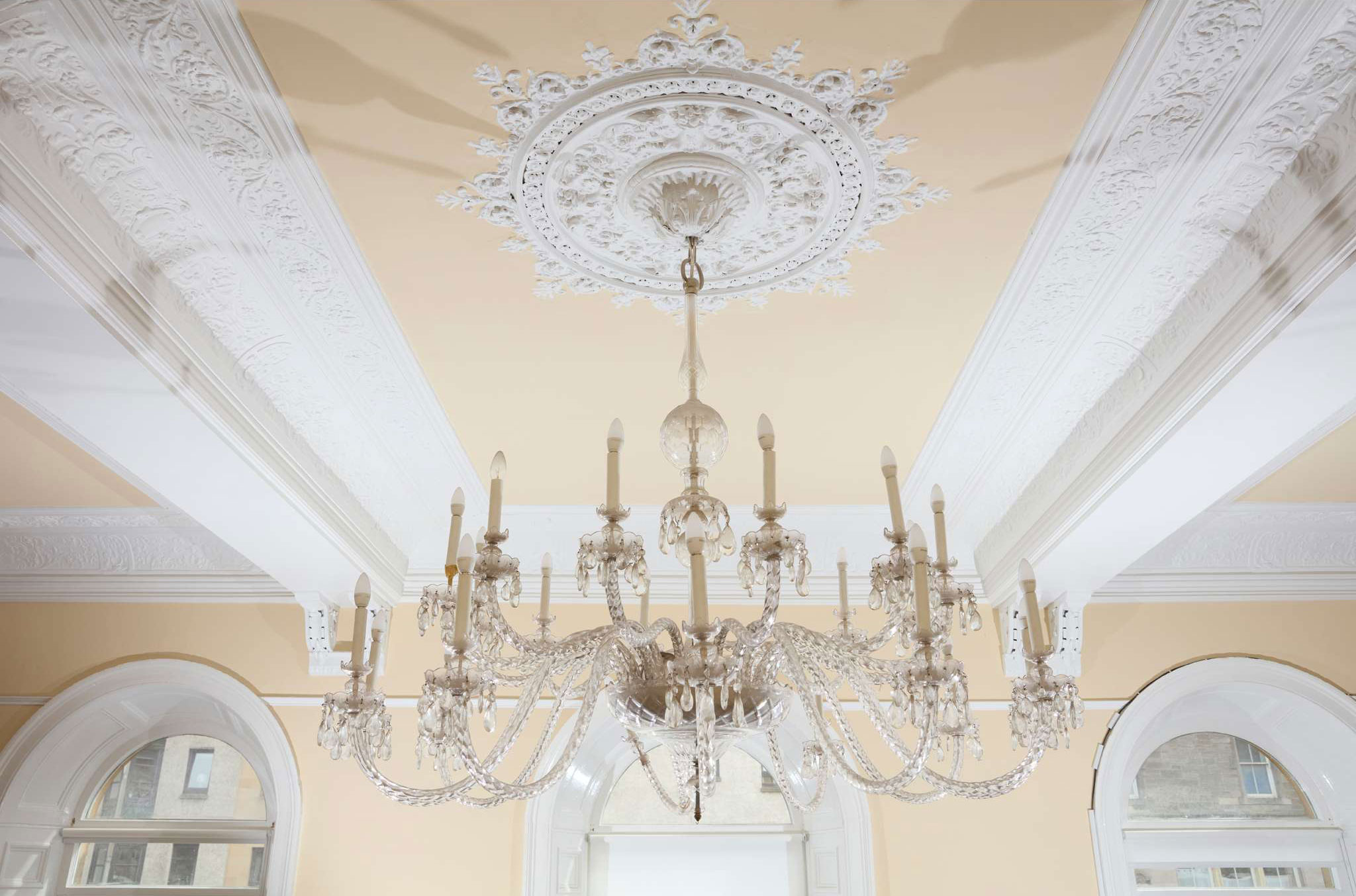 LARGE TWENTY-FOUR LIGHT CUT GLASS CHANDELIER
