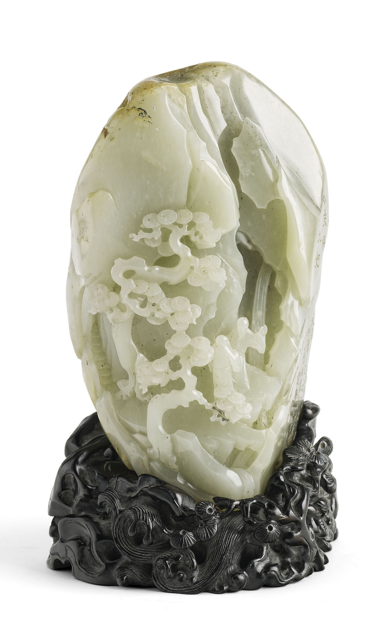 A Chinese celadon jade mountain