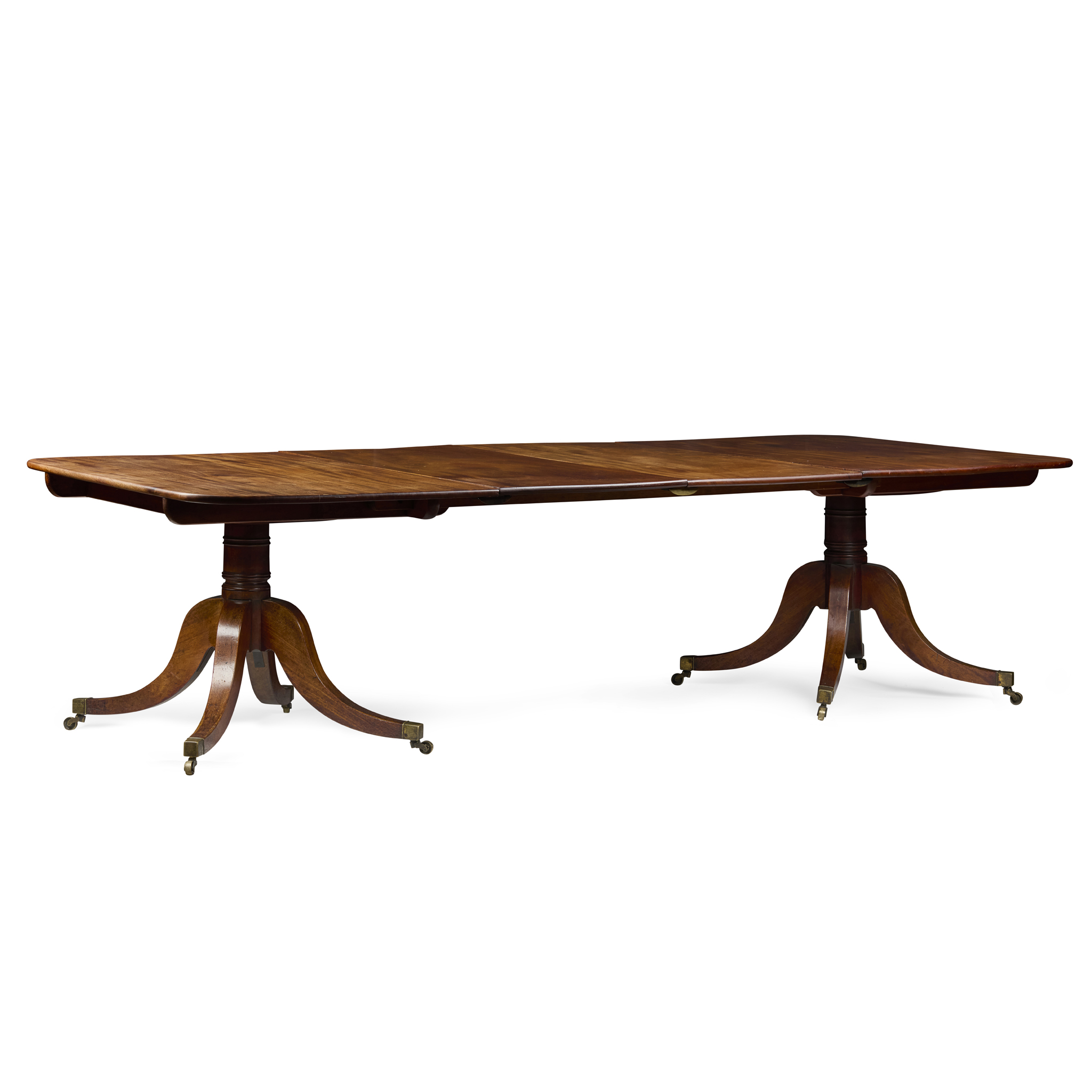 LATE GEORGE III TWIN PEDESTAL DINING TABLE