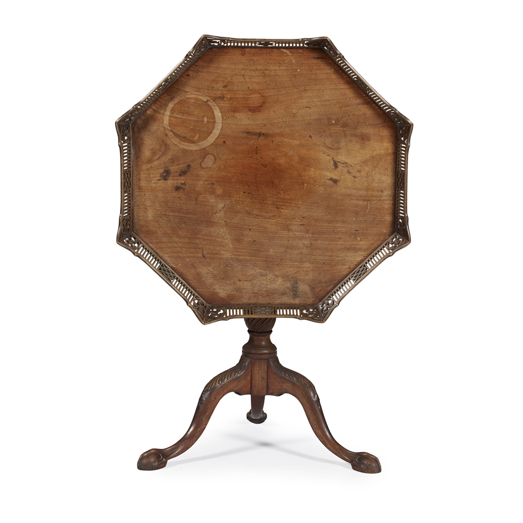 GEORGE III STYLE MAHOGANY TRAY-TOP TEA TABLE