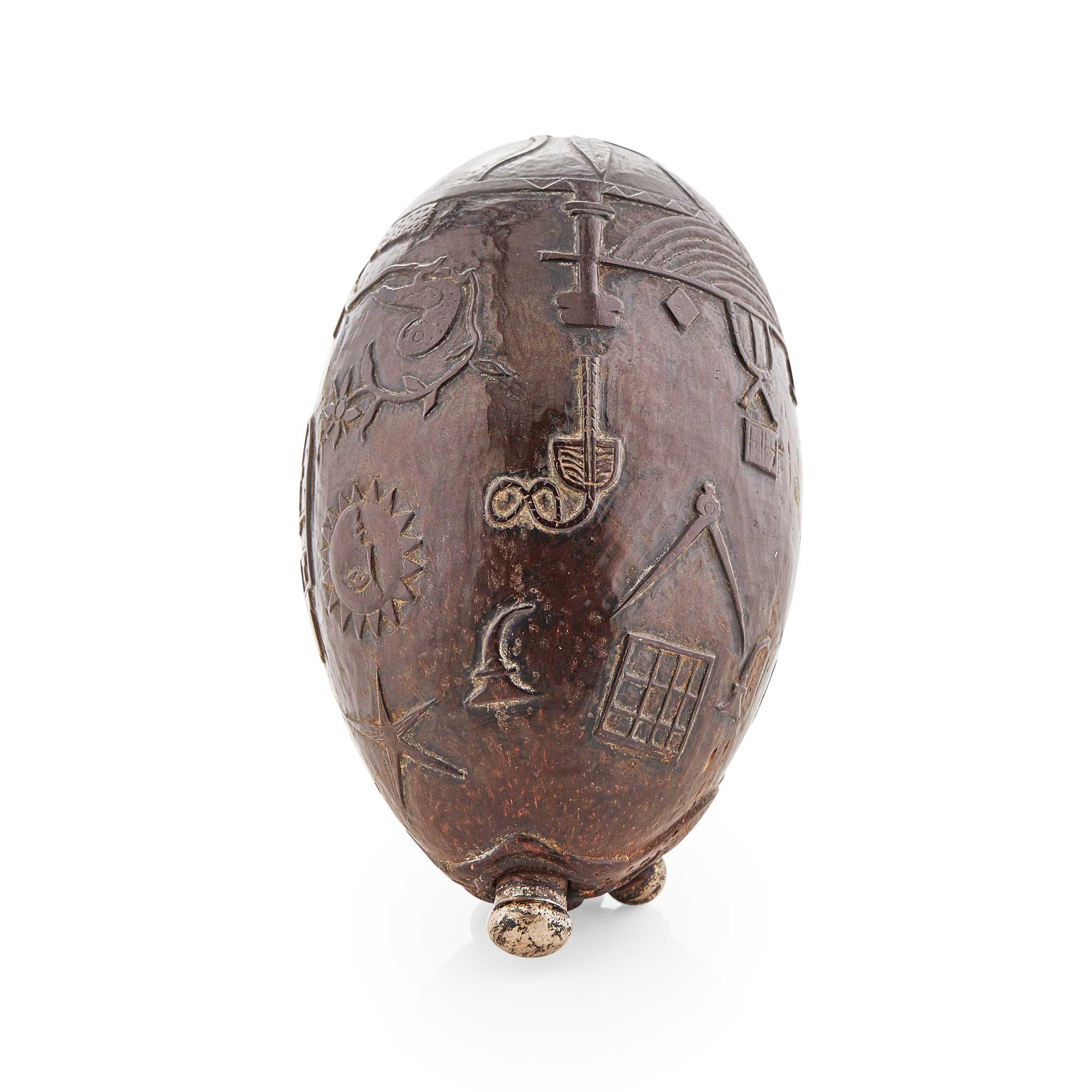 Masonic interest - A late 18th century silver mounted bugbear flask