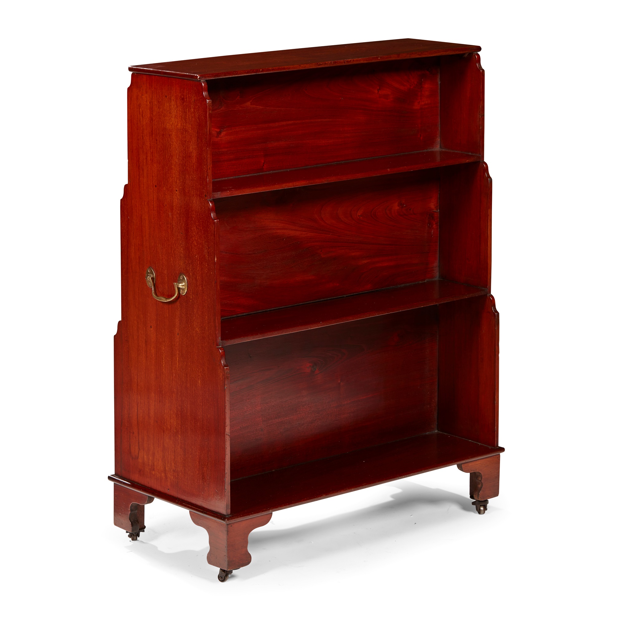 REGENCY STYLE MAHOGANY FREESTANDING WATERFALL BOOKCASE