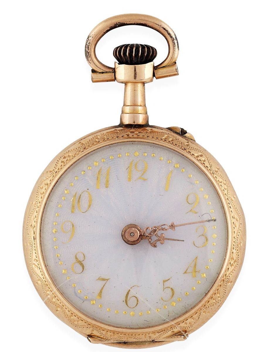 An 18ct gold enamel cased fob watch