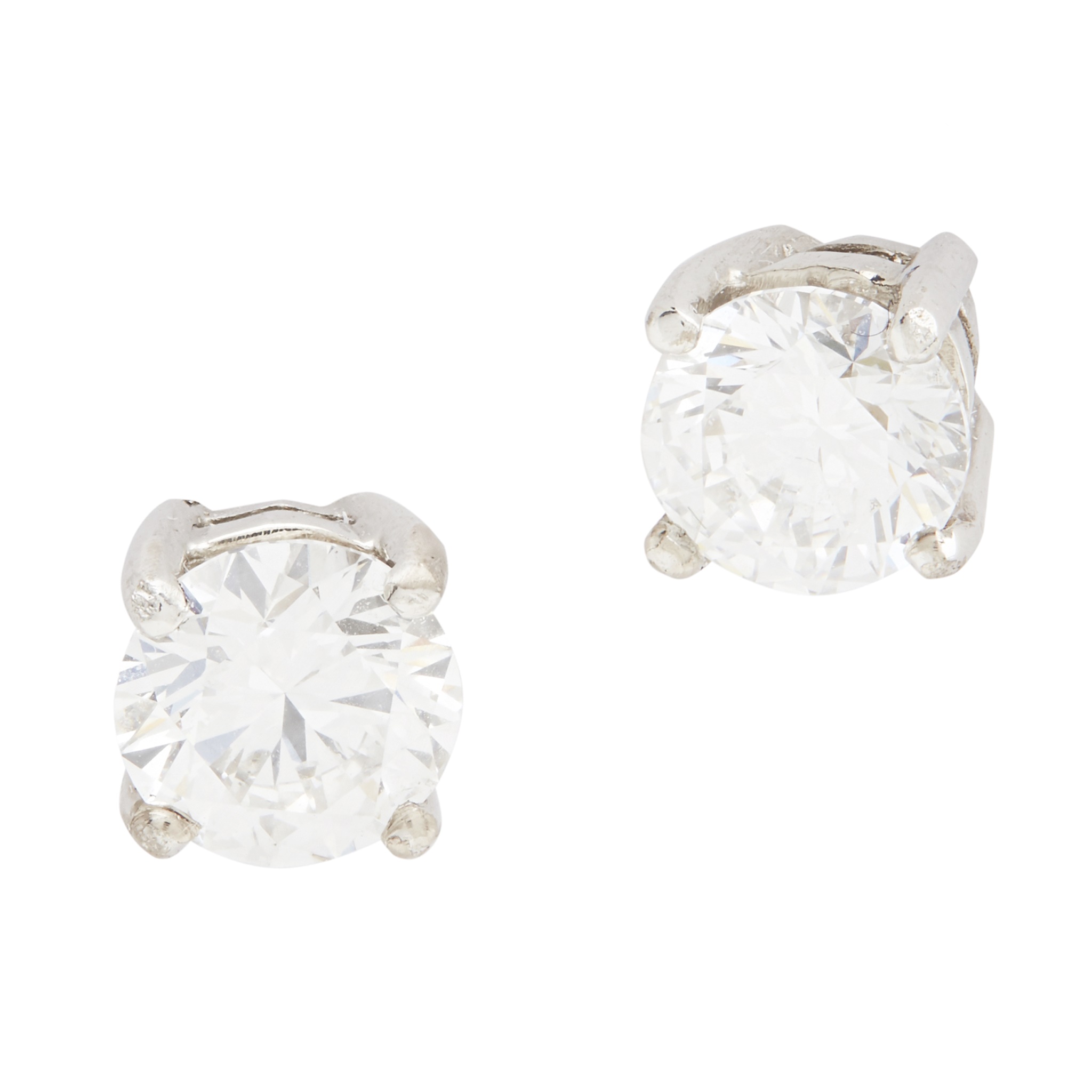A pair of synthetic diamond stud earrings