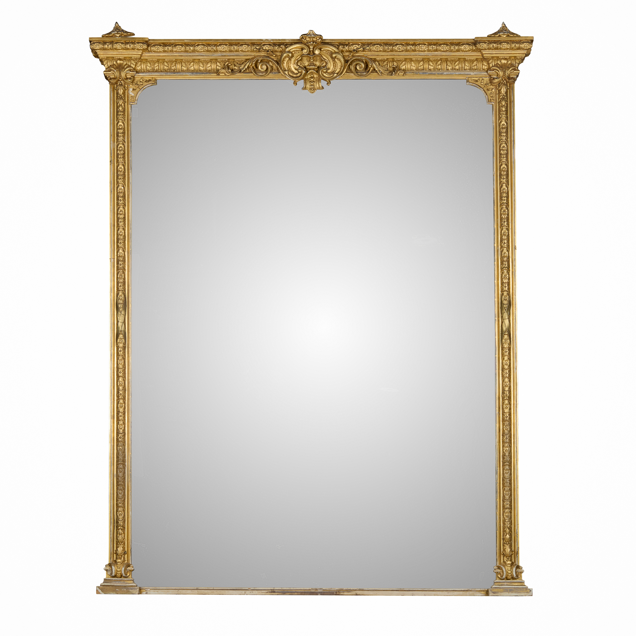 LARGE VICTORIAN GILTWOOD AND GESSO OVERMANTEL MIRROR