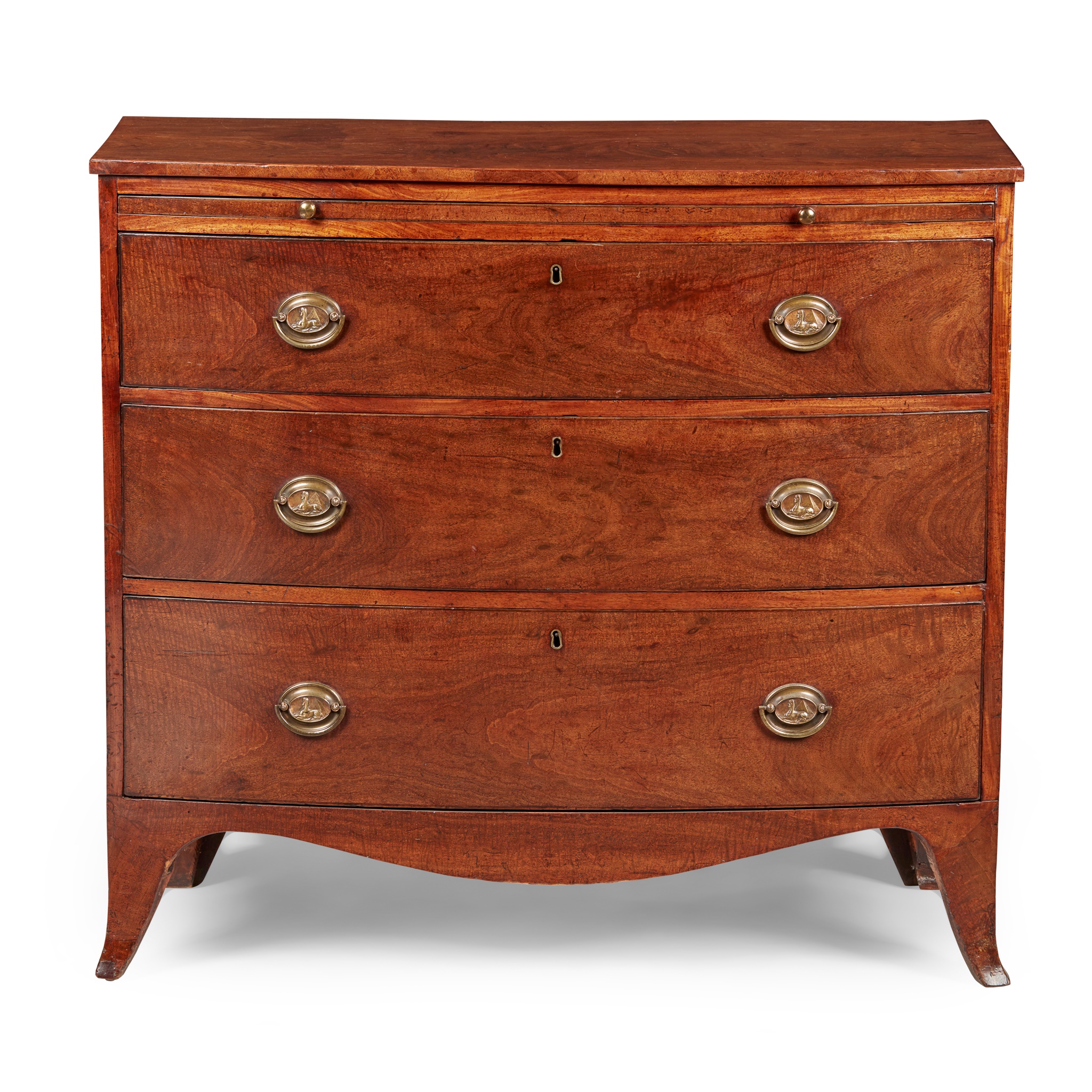LATE GEORGE III MAHOGANY BOWFRONT CHEST OF DRAWERS
