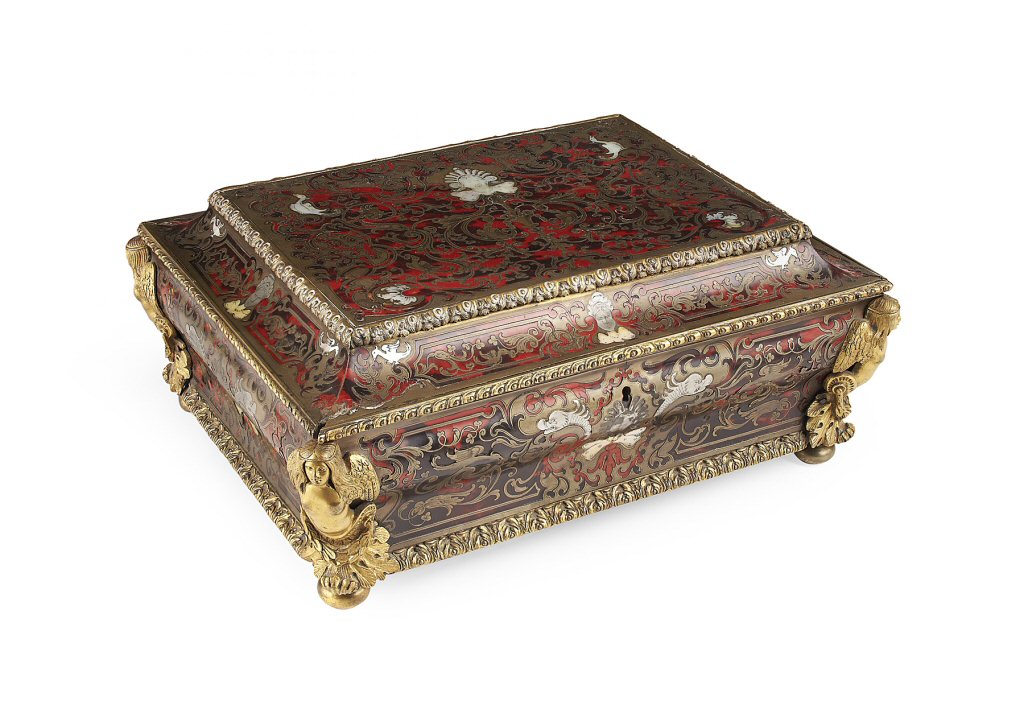 LOUIS XIV STYLE BOULLE AND GILT BRONZE WORK BOX