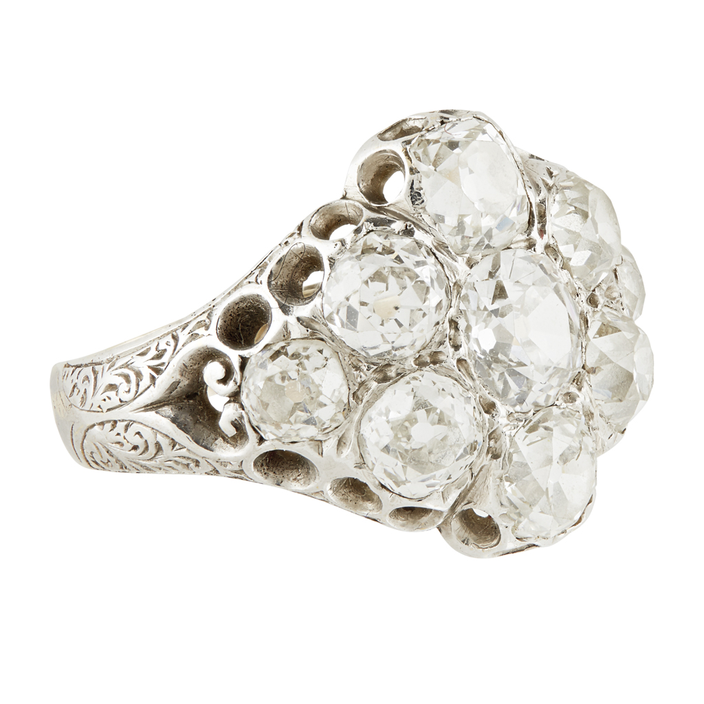 A late 19th century diamond cluster ring
