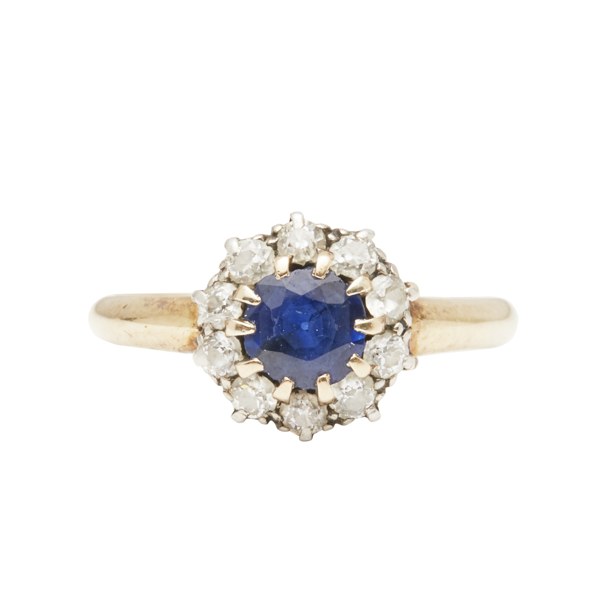 A sapphire and diamond set cluster ring