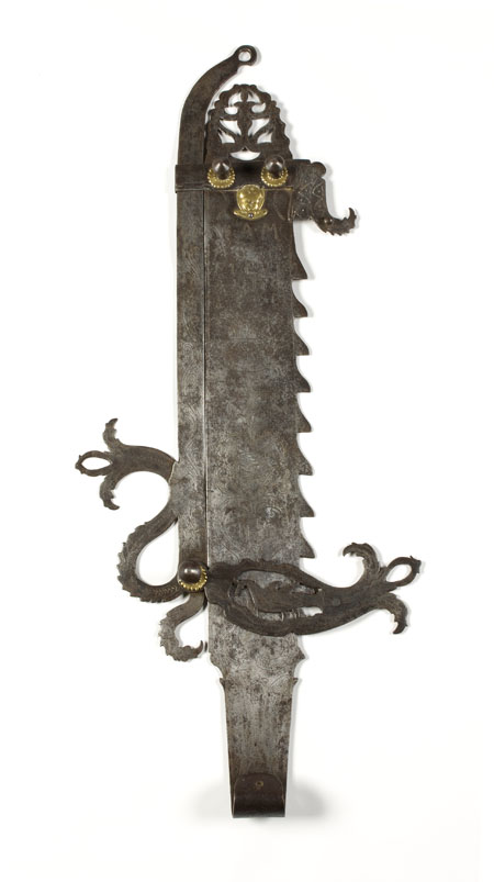 An 18th century wrought iron trammell, or 'chimney crane' Probably Northern European or American