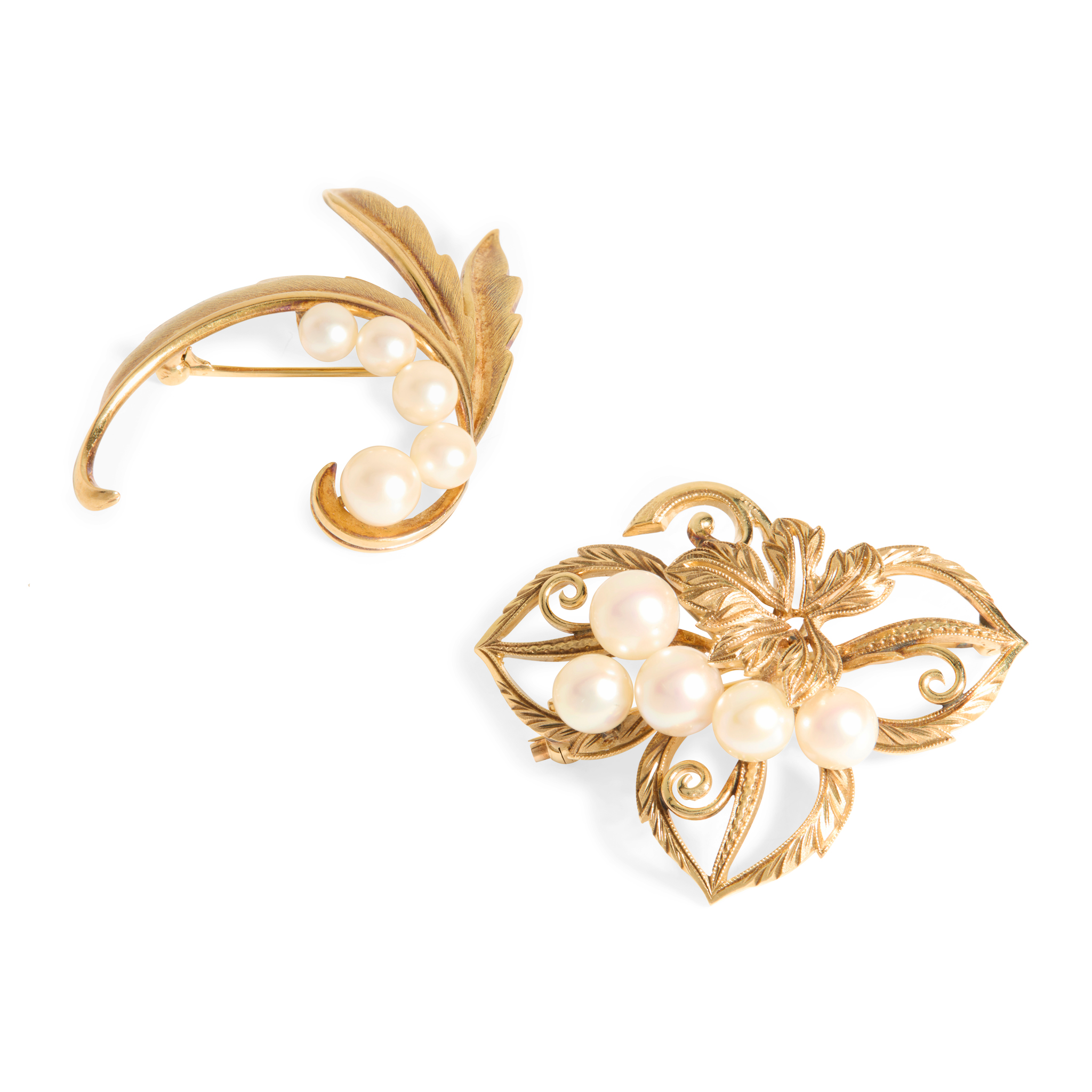 Mikimoto: Two pearl brooches