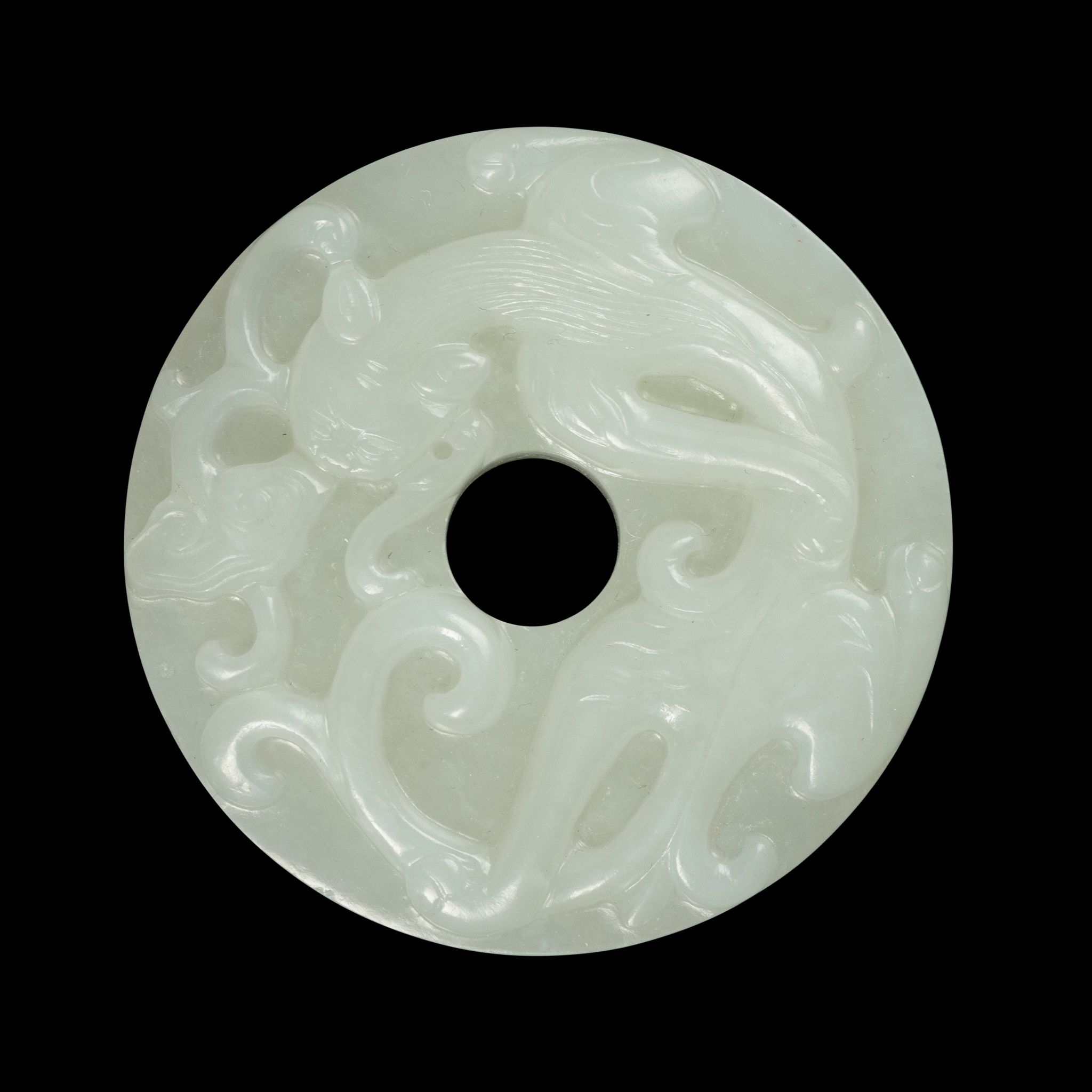 CHINESE WHITE JADE CARVING OF 'BI' PENDANT