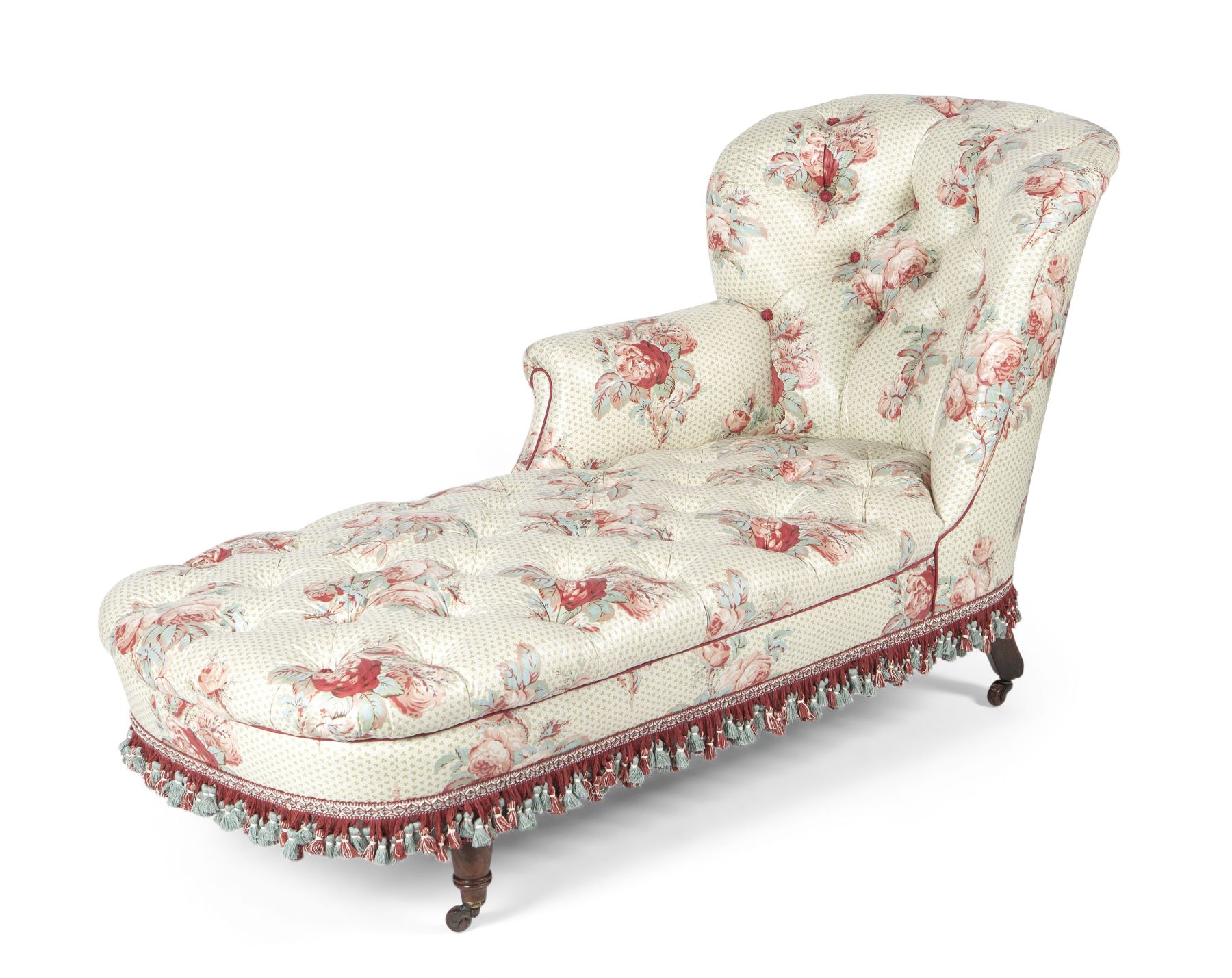 VICTORIAN BUTTON TUFTED UPHOLSTERED CHAISE LONGUE