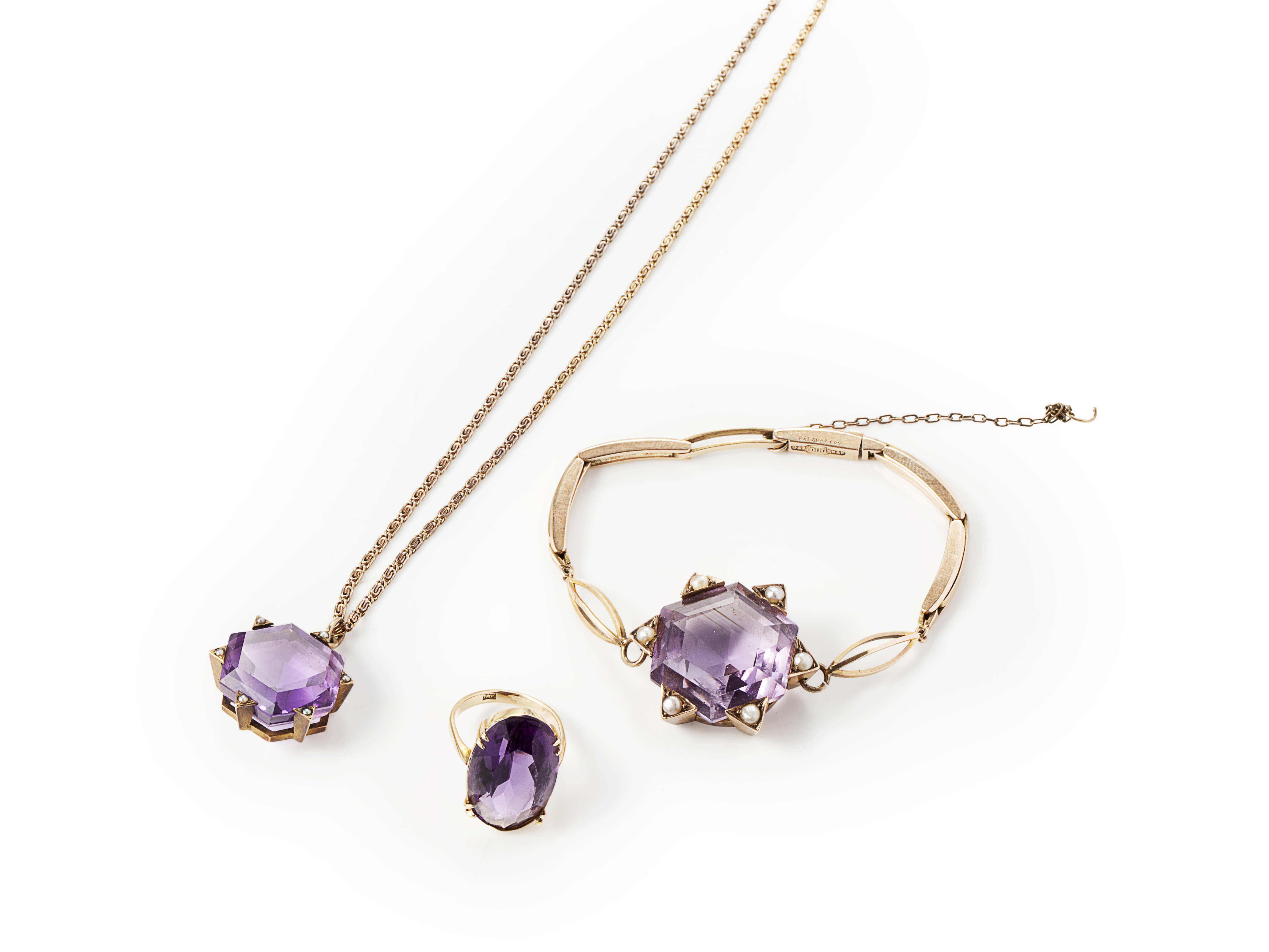 A collection of amethyst set jewellery