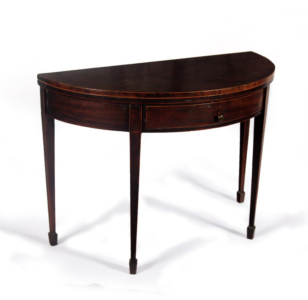 GEORGE III DEMI-LUNE FOLD OVER TEA TABLE