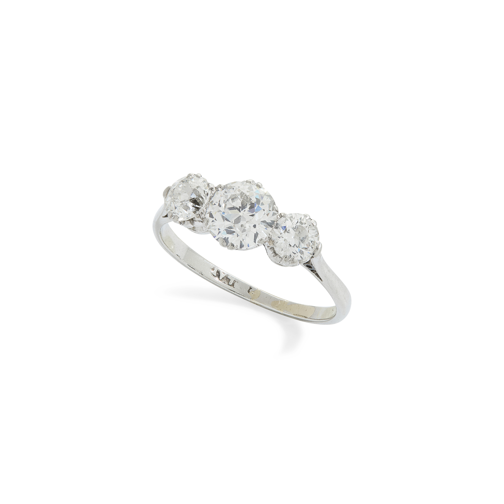 A diamond three-stone ring