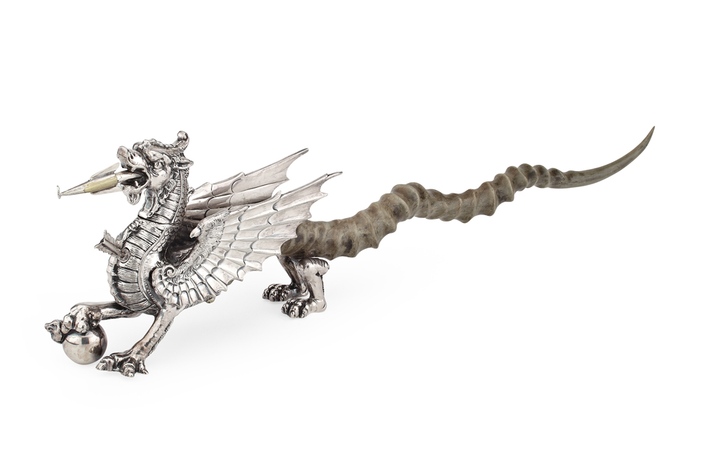Military interest - a Welsh Dragon table lighter