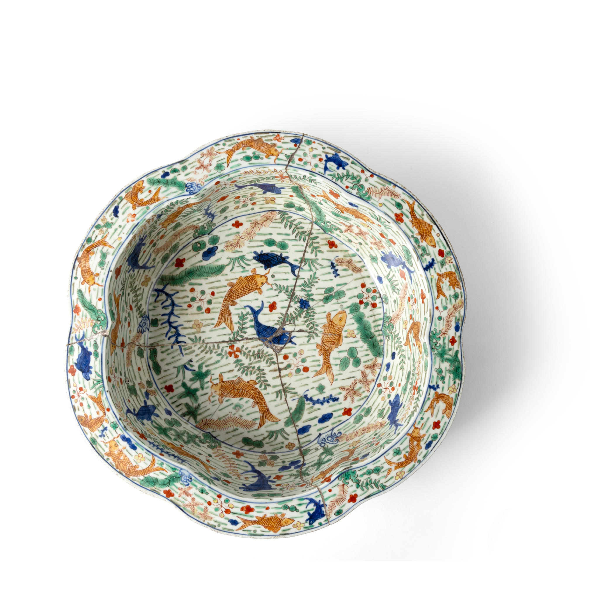 LARGE CHINESE WUCAI 'GOLD FISH' BASIN