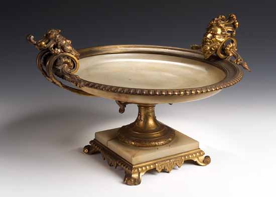 A French onyx and gilt bronze tazza