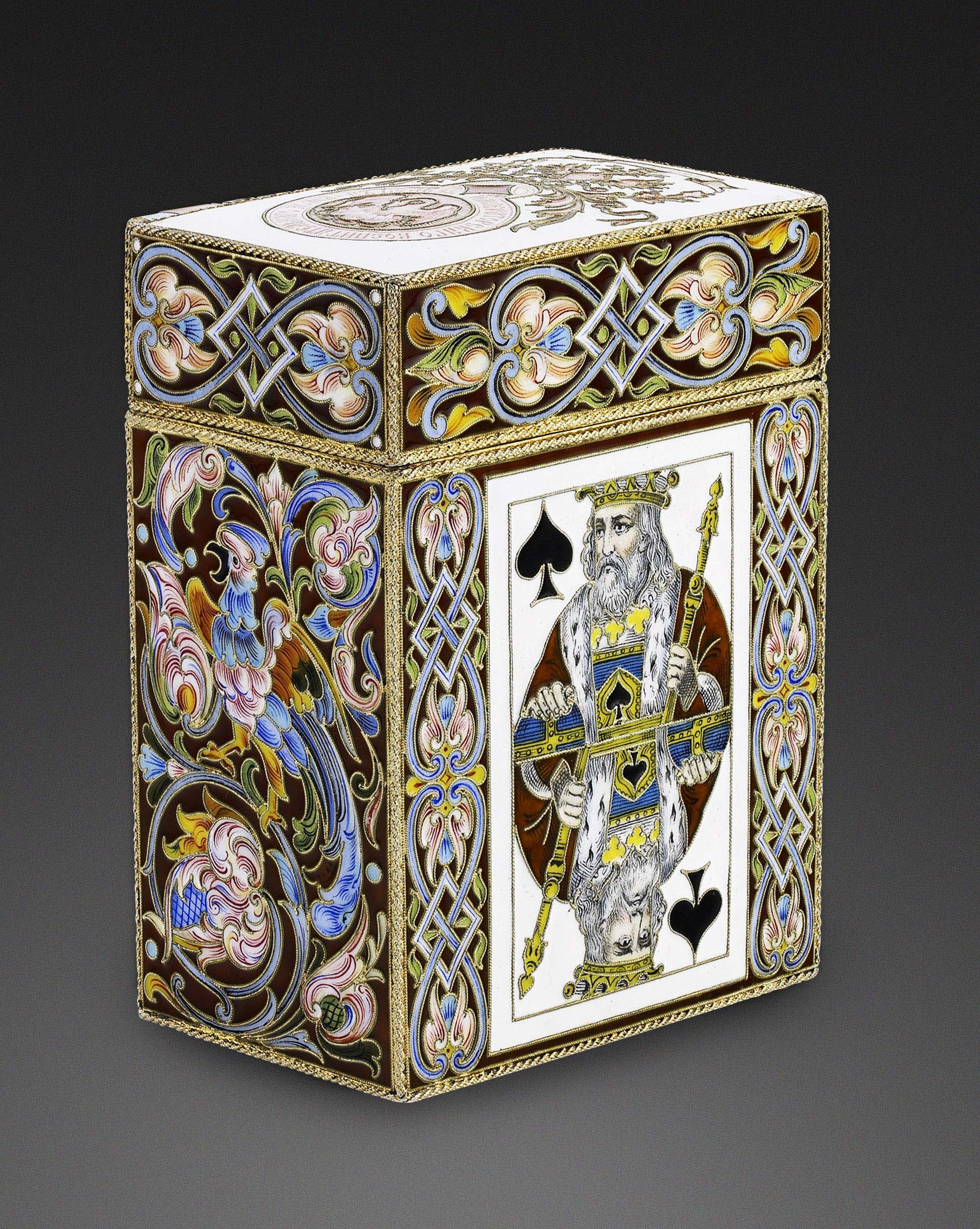 A Russian silver-gilt and cloisonné enamel card case