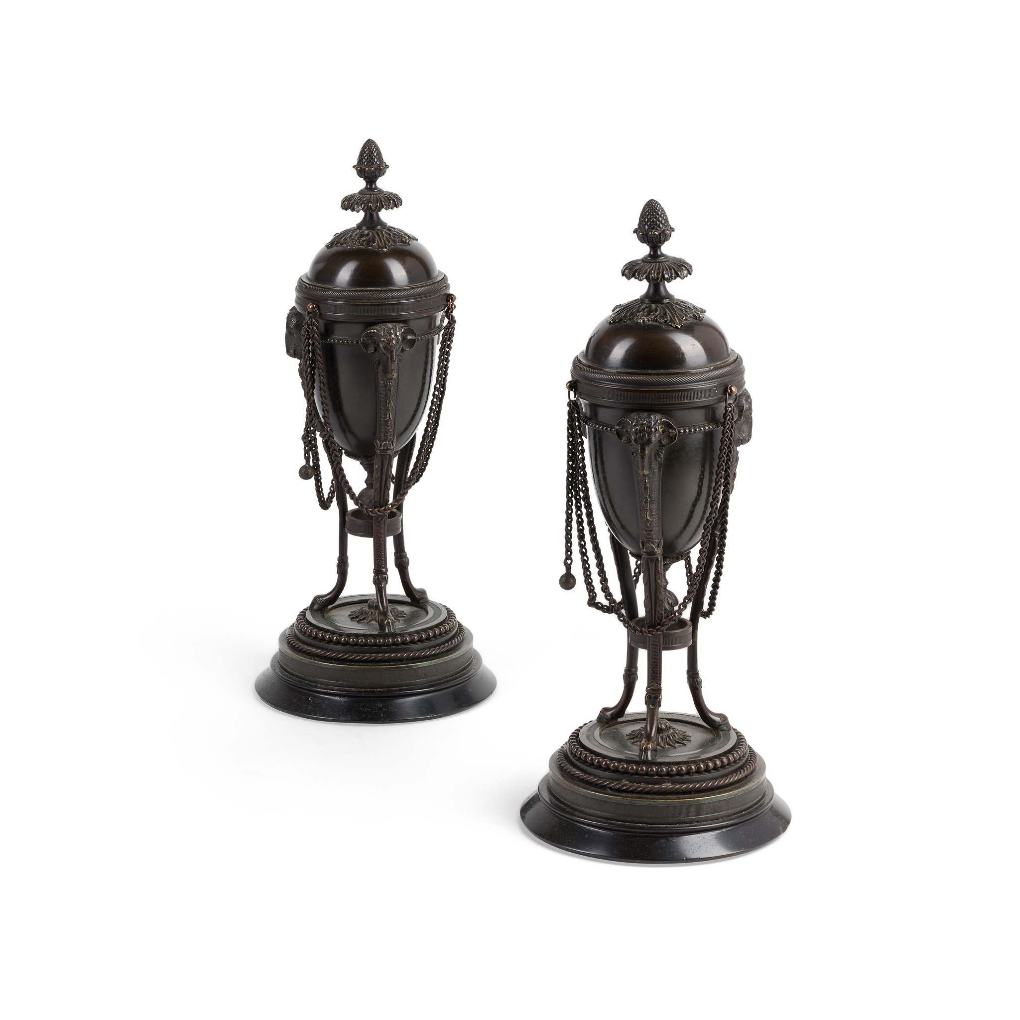 PAIR OF REGENCY BRONZE CASSOLETTES