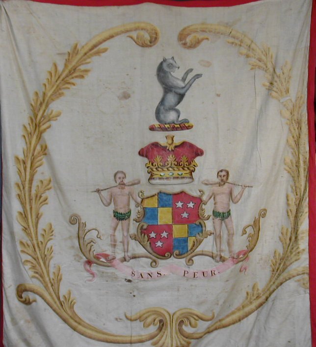 A painted cloth banner