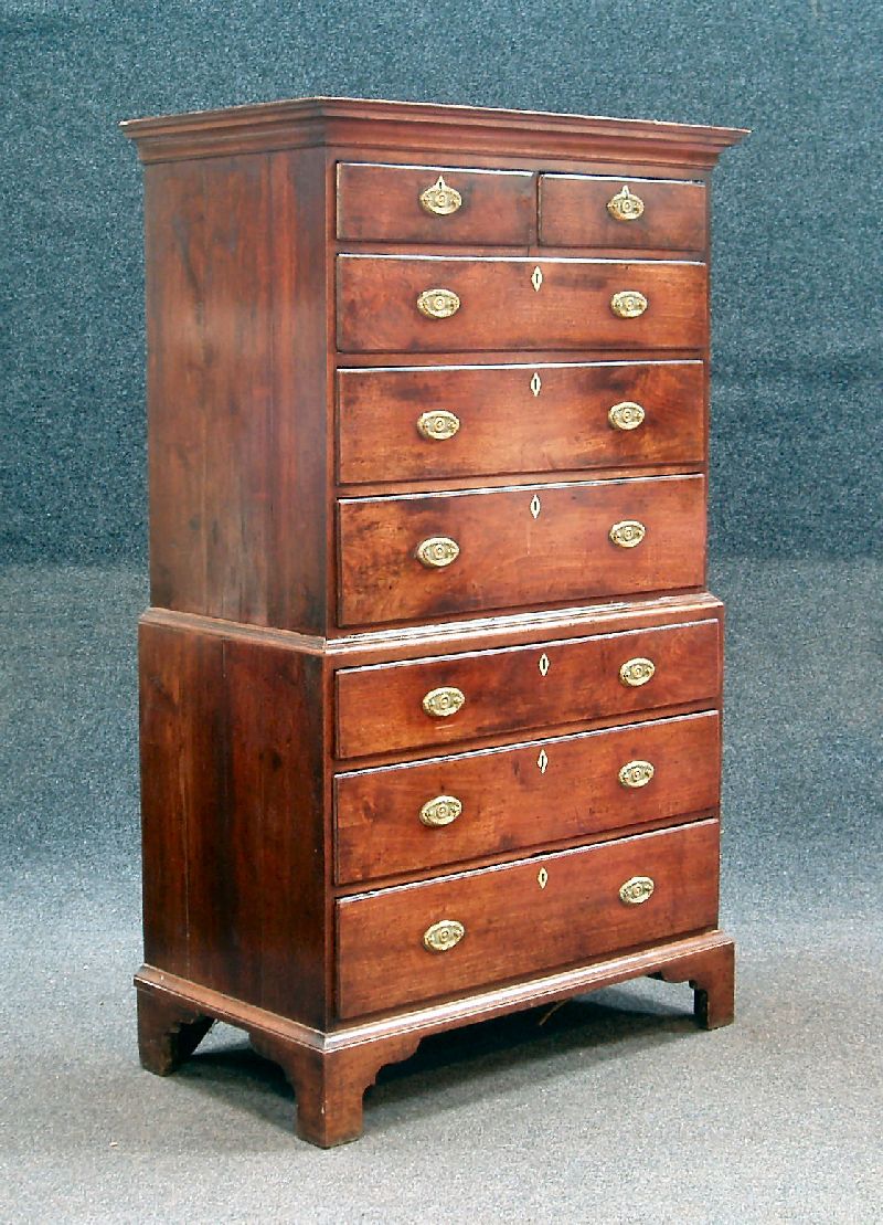 A George III oak chest on chest