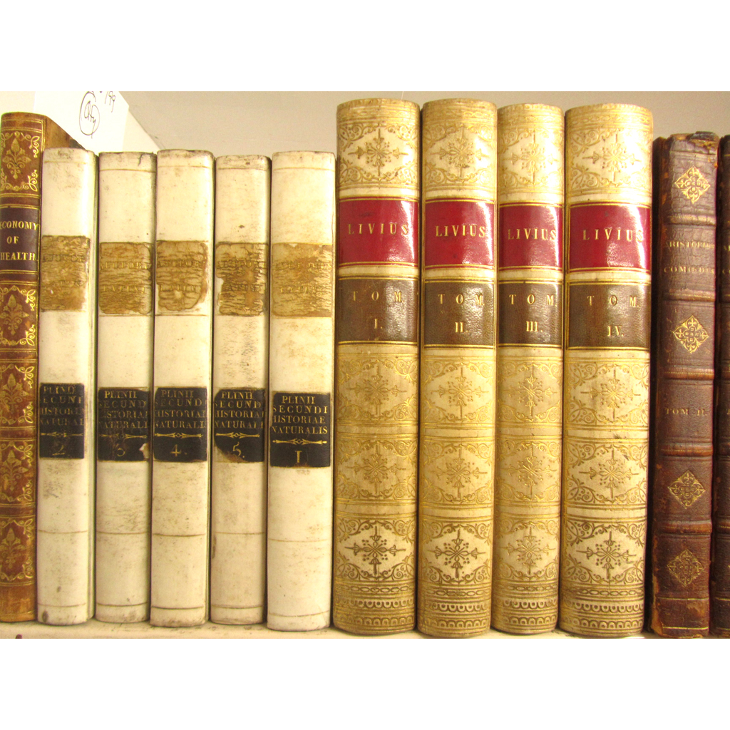 Leather bindings, c. 200 volumes, mostly leather, a few vellum, including