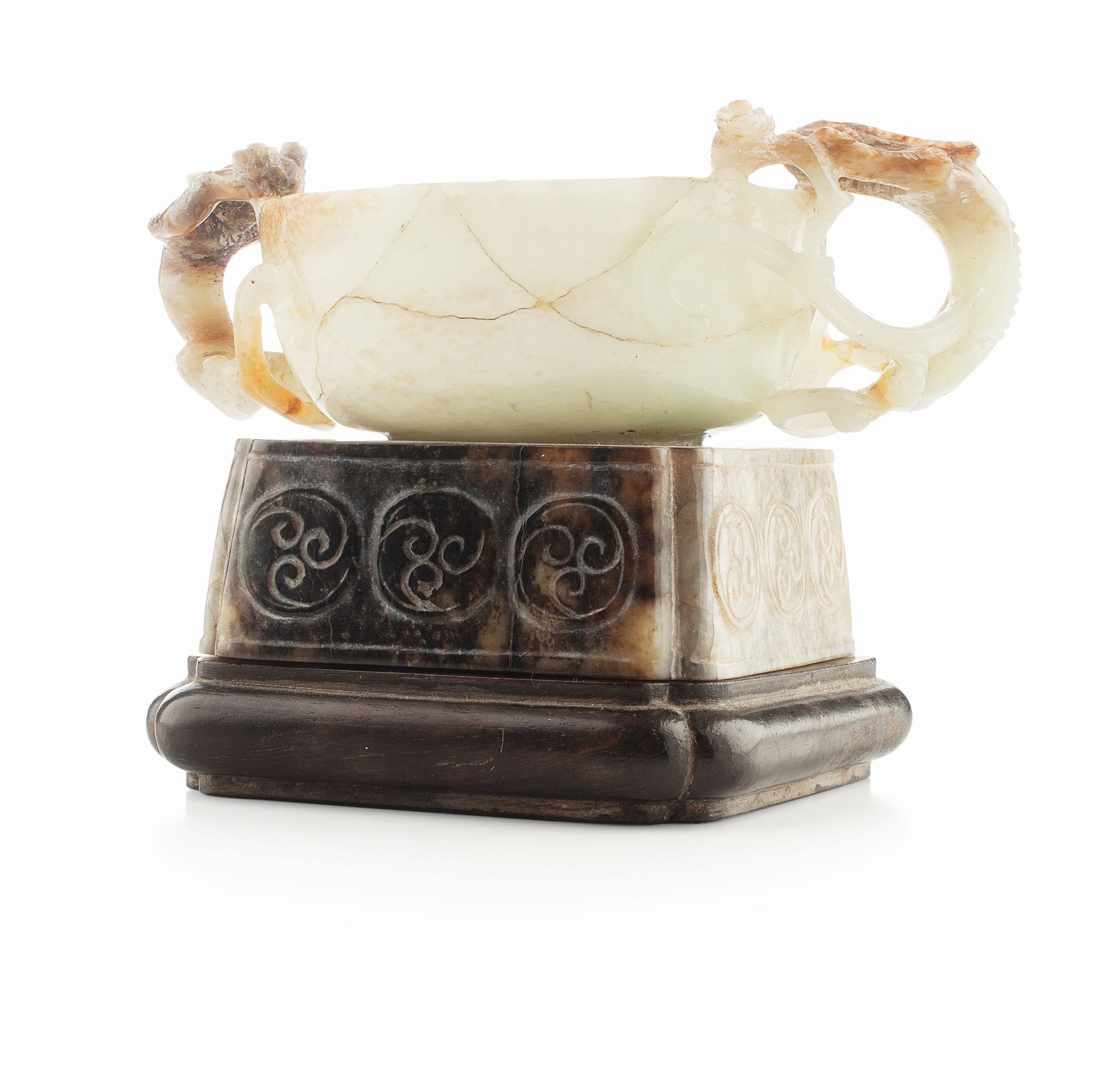 CHINESE JADE LIBATION CUP AND STAND
