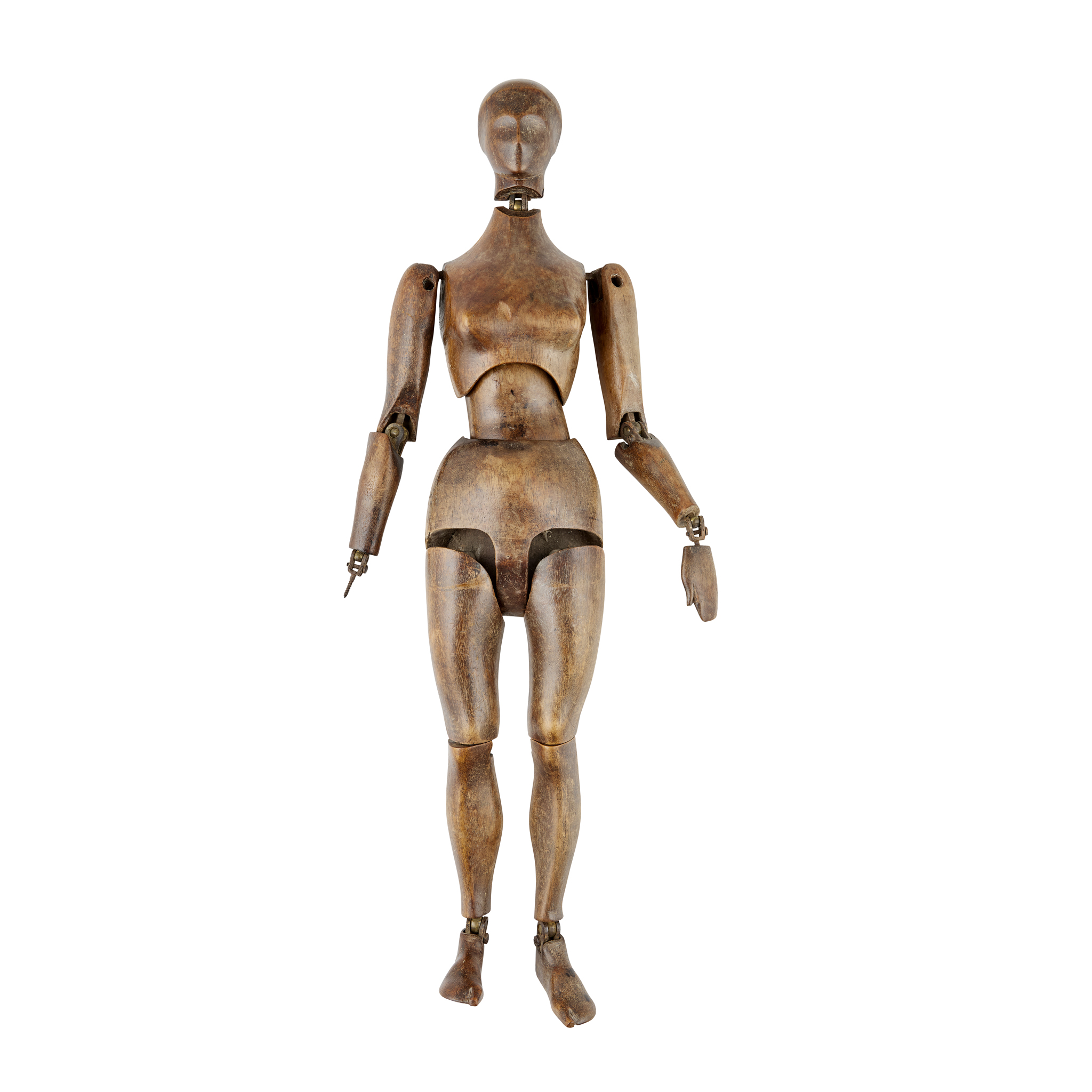 FRENCH STAINED BEECHWOOD ARTICULATED LAY FIGURE