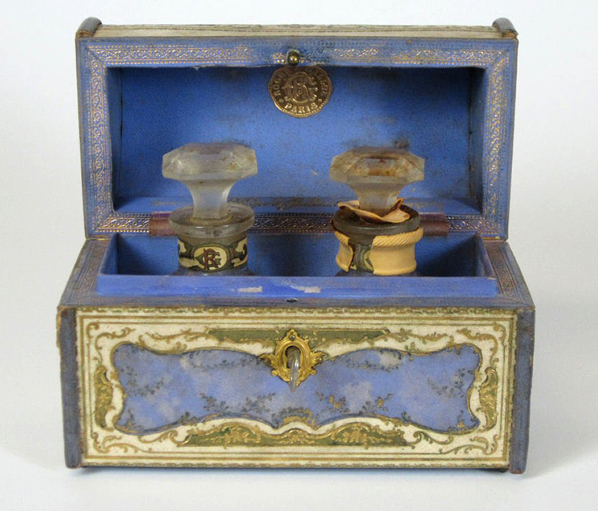 TOOLED LEATHER PERFUME CASKET BY 'ROGER & GALLET, PARIS'