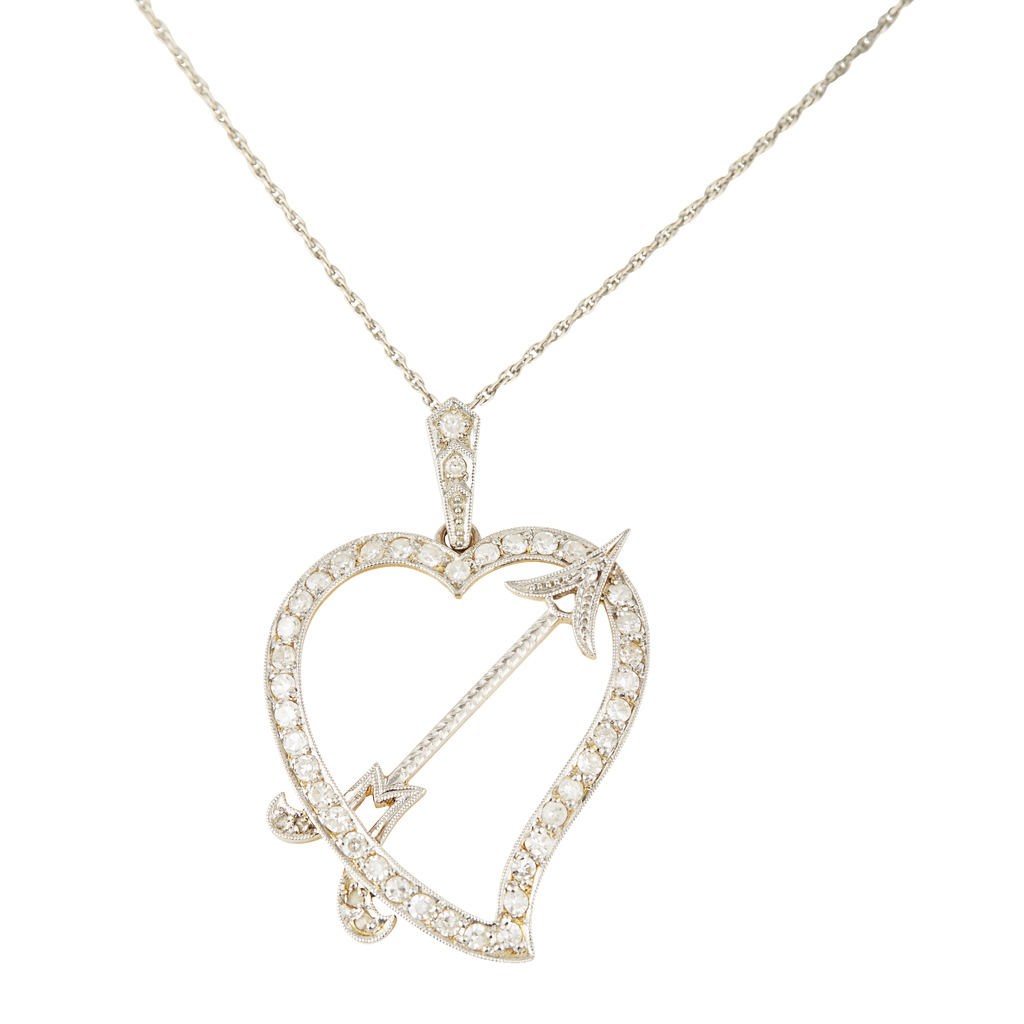 A diamond set 'Luckenbooth' pendant