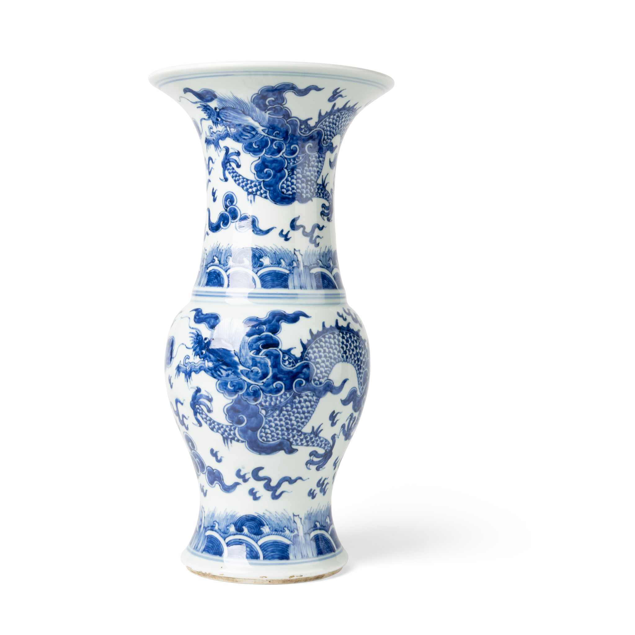 CHINESE BLUE AND WHITE 'DRAGON' YEN-YEN VASE
