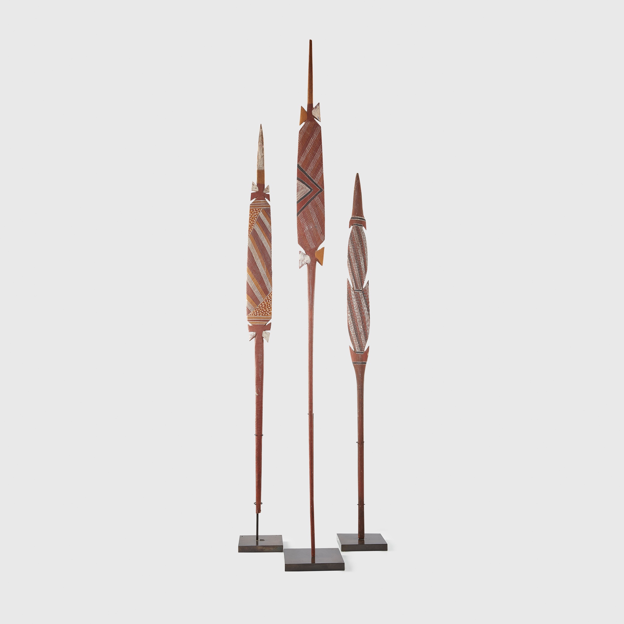 TRIO OF ABORIGINAL YOLGNU DANCE SPEARS