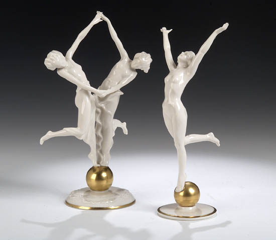 A Hutschenreuther blanc de chine figure group