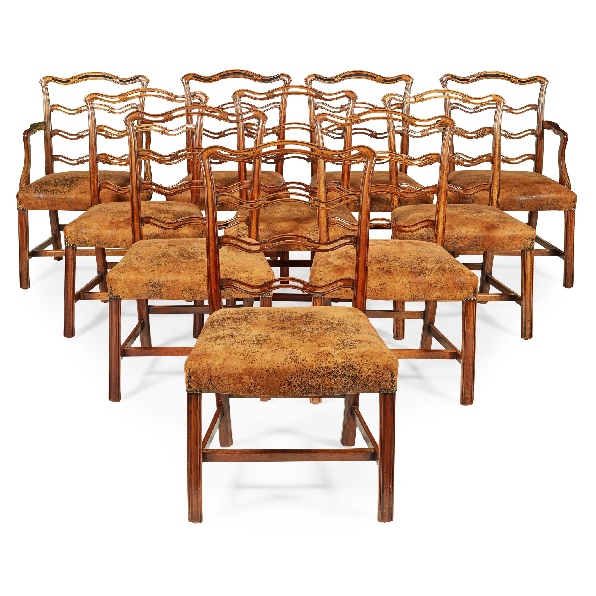 SET OF TEN GEORGIAN STYLE MAHOGANY DINING CHAIRS