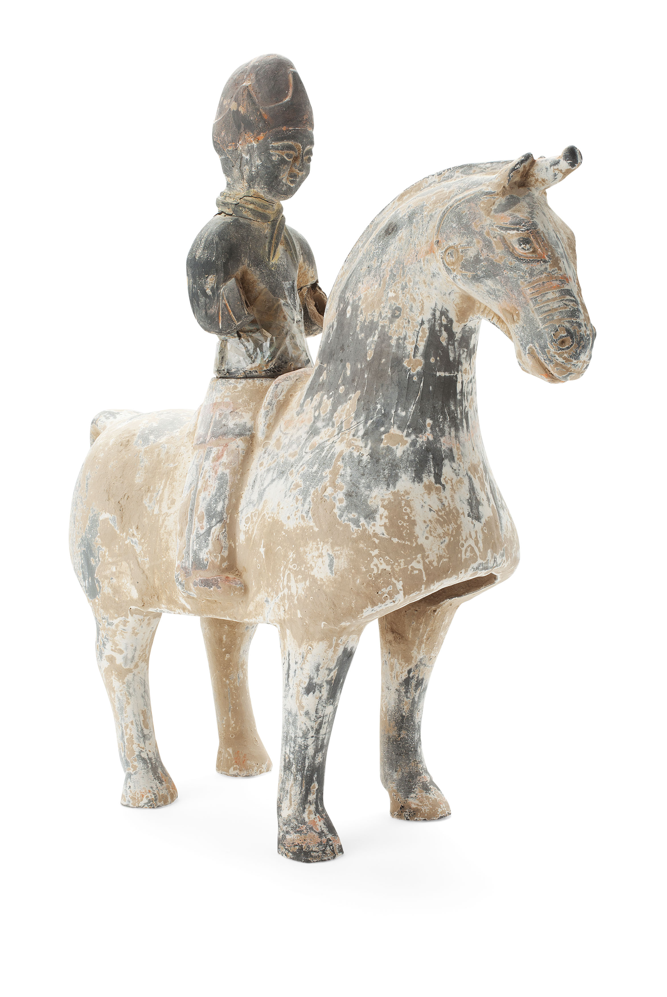CHINESE POTTERY HORSE AND RIDER
