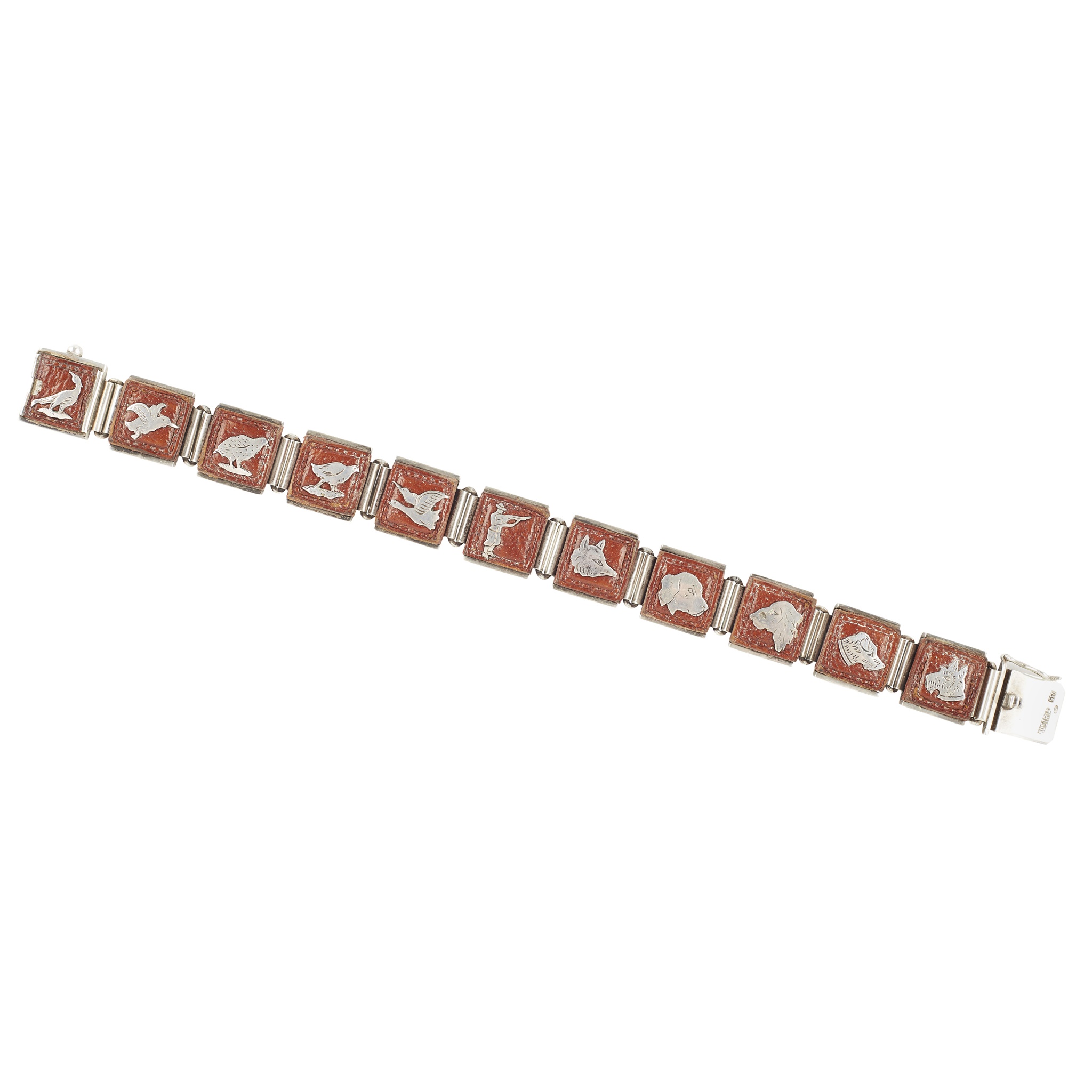 A silver and leather bracelet, Asprey & Co