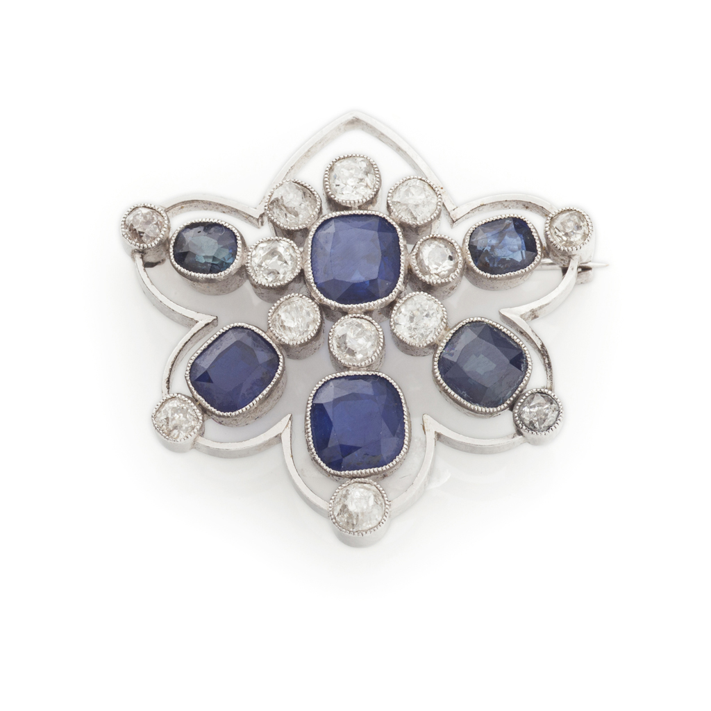 An early 20th century sapphire and diamond set brooch