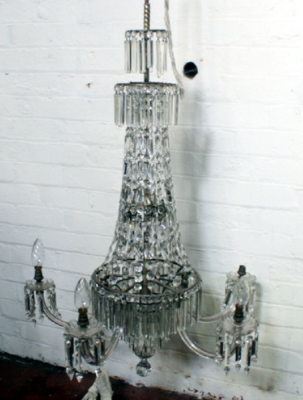 A 19th century glass five light chandelier