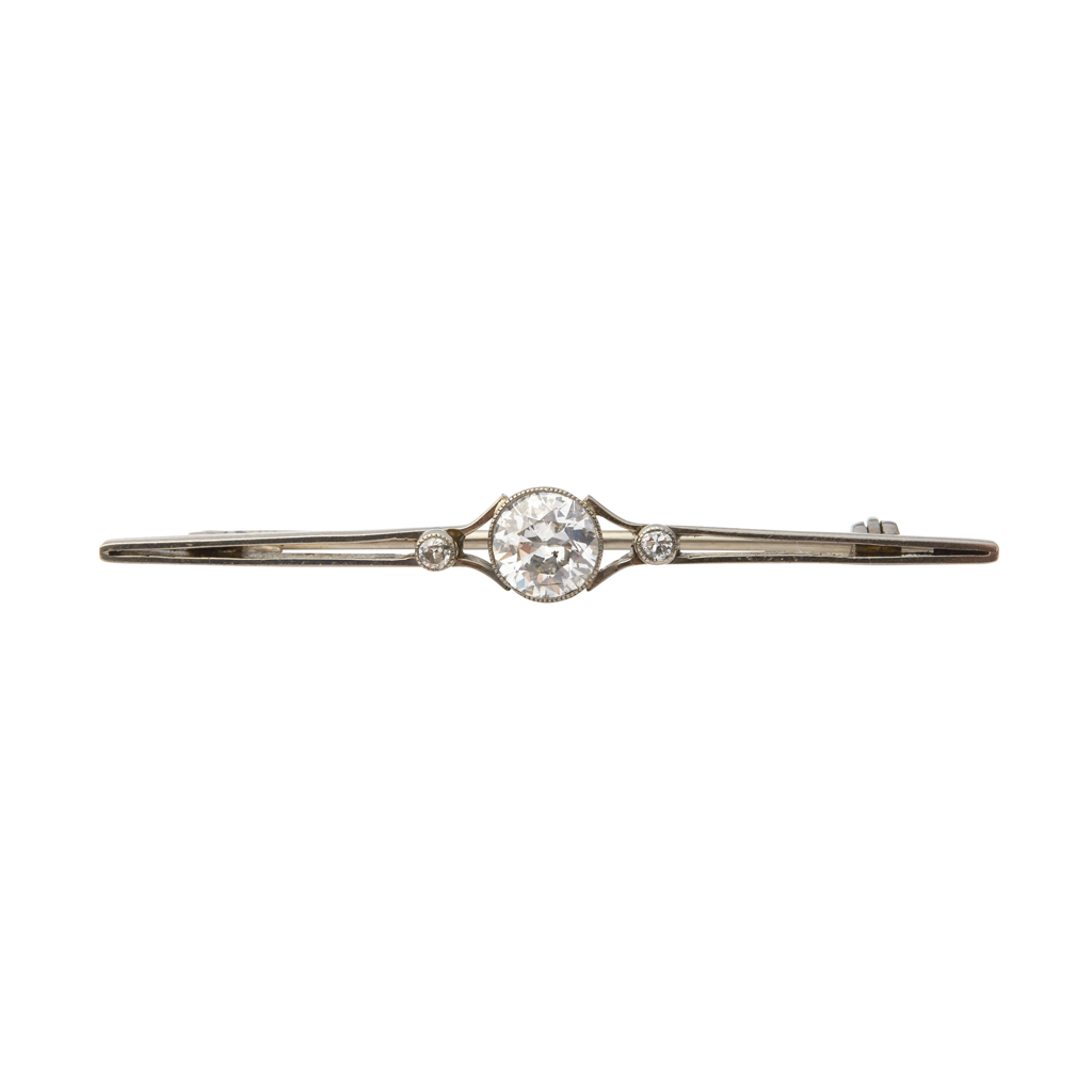 An early 20th century diamond set bar brooch