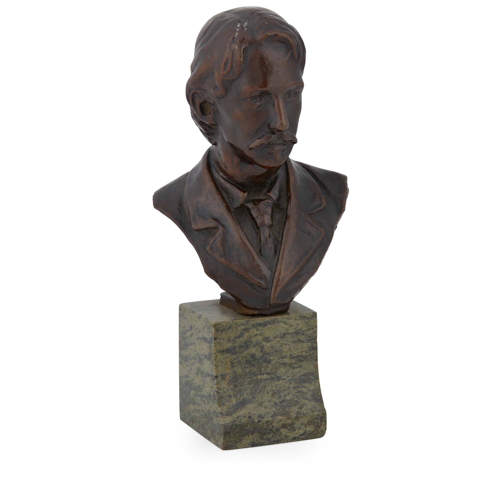BUST OF ROBERT LOUIS STEVENSON BY THOMAS J. CLAPPERTON (SCOTTISH 1879 - 1962)