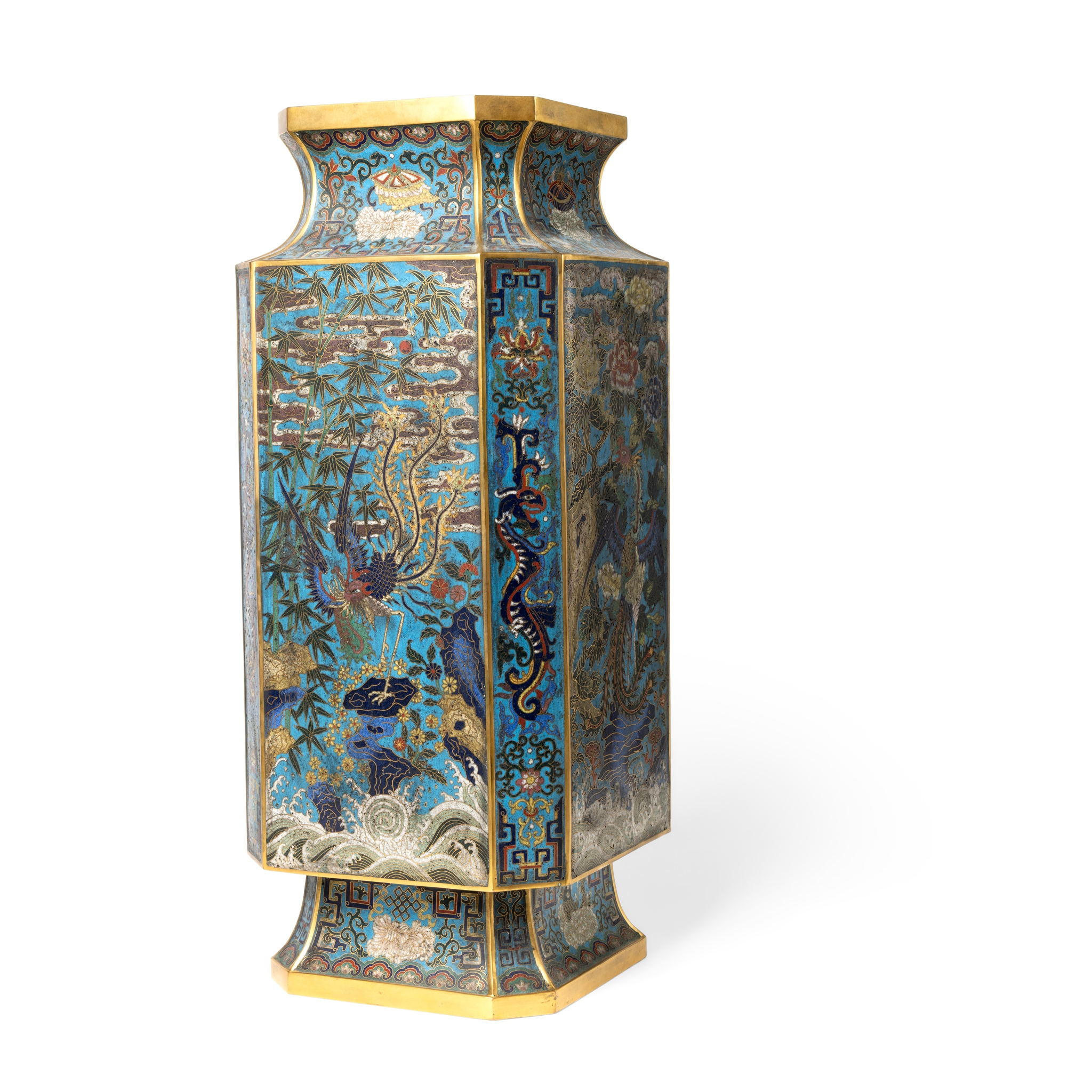 LARGE CHINESE CLOISONNÉ ENAMEL 'PHOENIX' VASE
