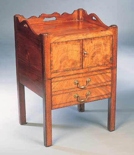 A George III mahogany tray top commode