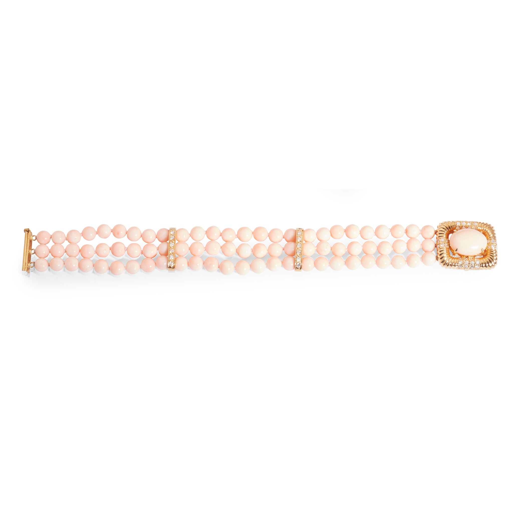 A coral and diamond bracelet
