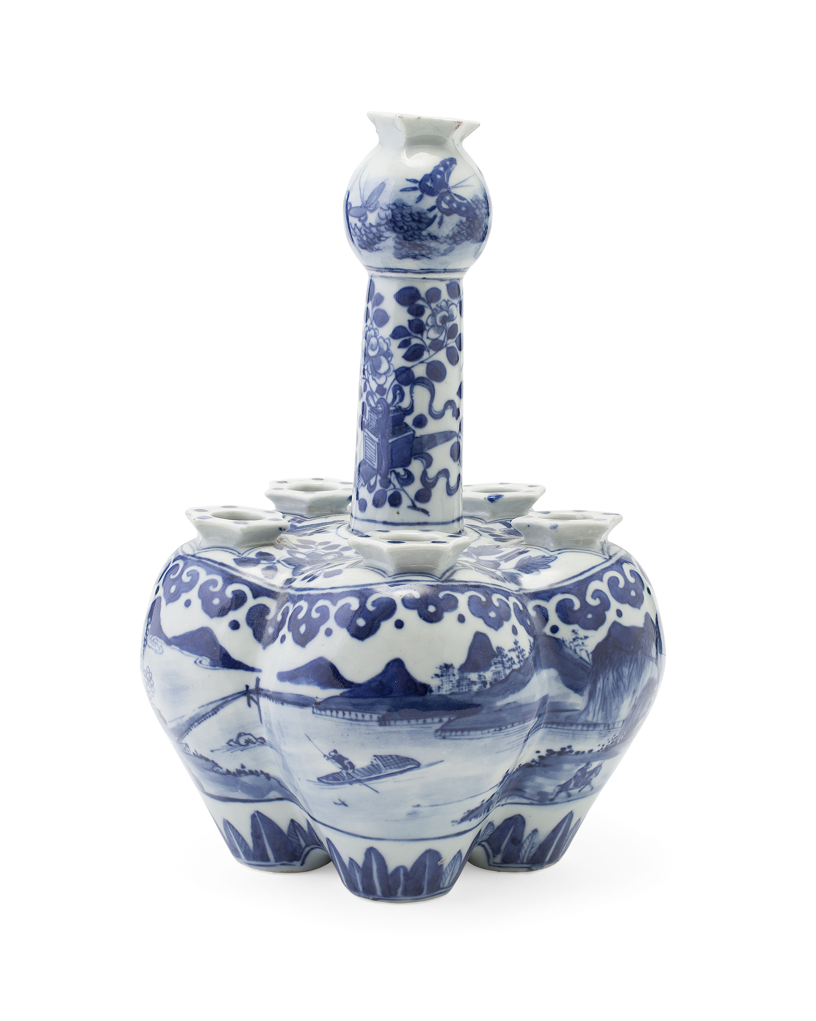 CHINESE BLUE AND WHITE TULIP VASE