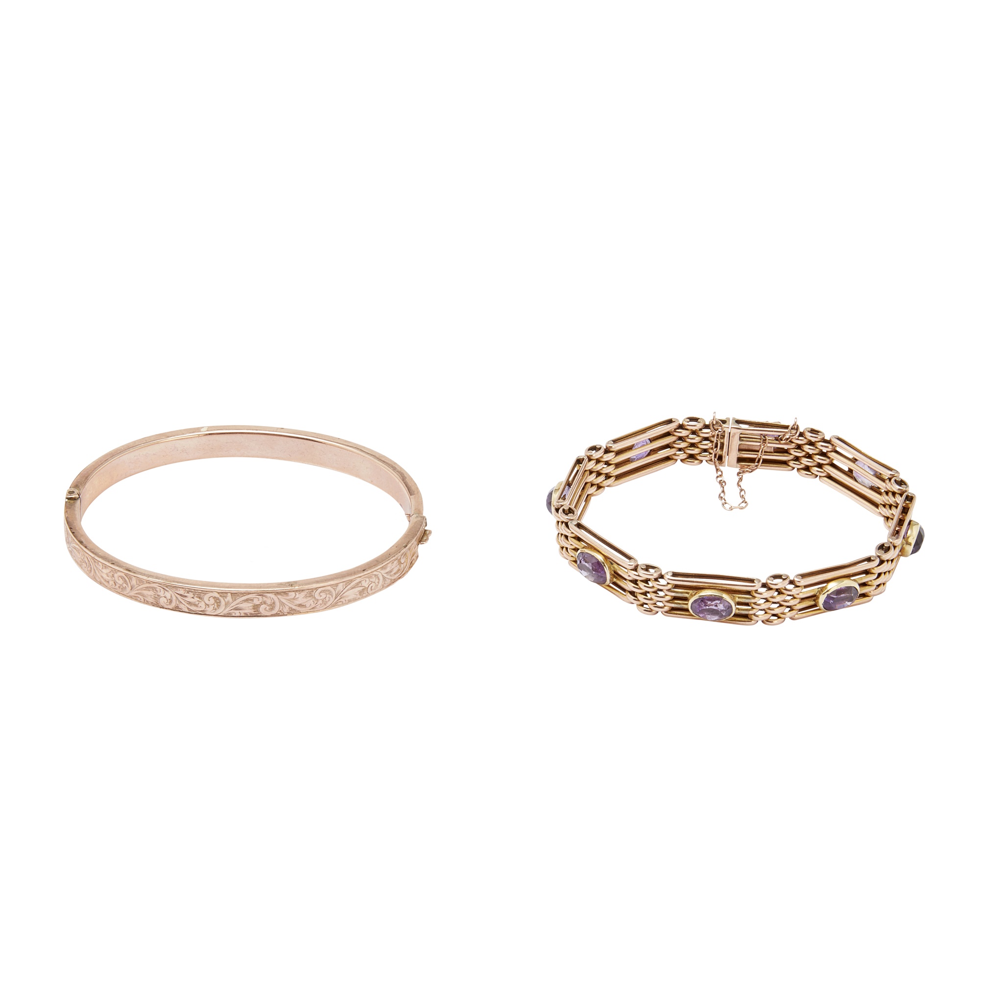 An amethyst set bracelet