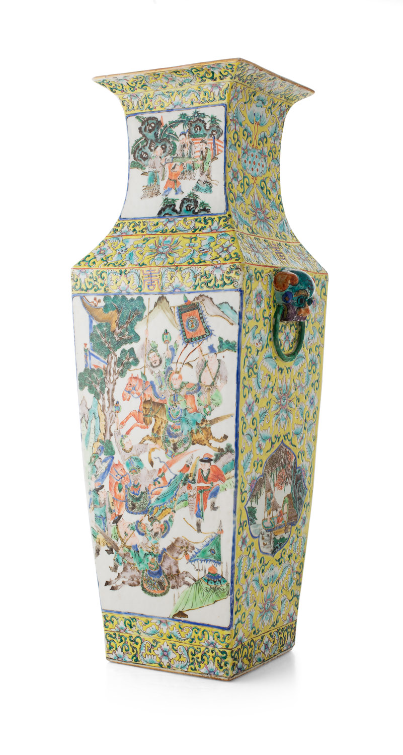 FAMILLE JAUNE SQUARE BALUSTER VASE