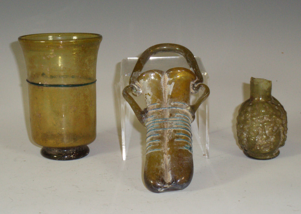 A collection of three pieces of Roman glass